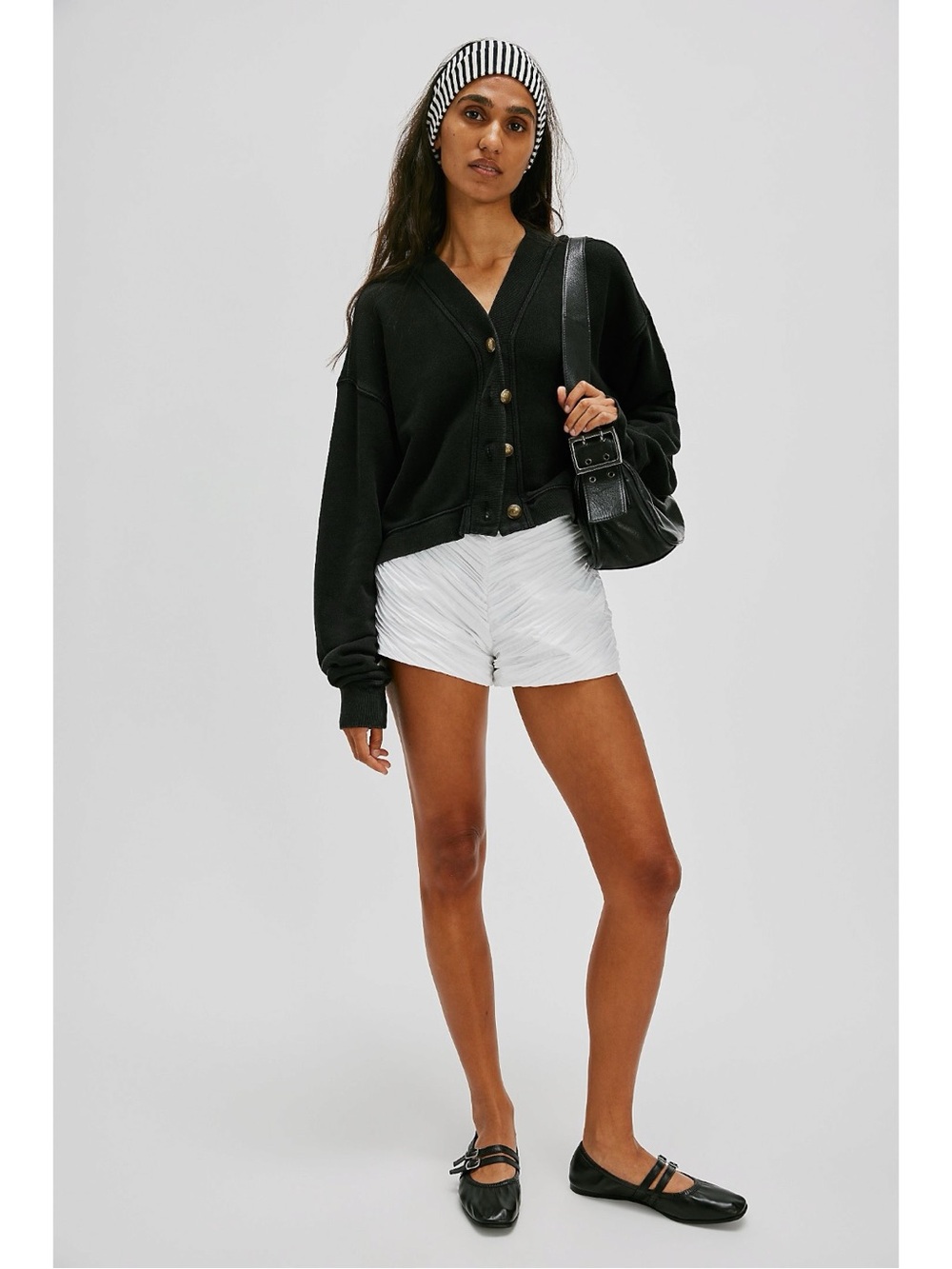 Free People Grace Cardi in Black Large  NWT Cardigan Sweatshirt Sweater Preppy - Picture 3 of 12